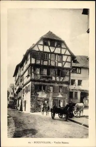 Ak Bouxwiller Buchsweiler Elsass Haut Rhin, Vieille Maison, Rind, Fachwerkhaus