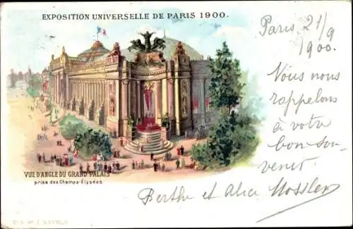 Litho Paris, Exposition Universelle 1900, Vue d'Angle du Grand Palais