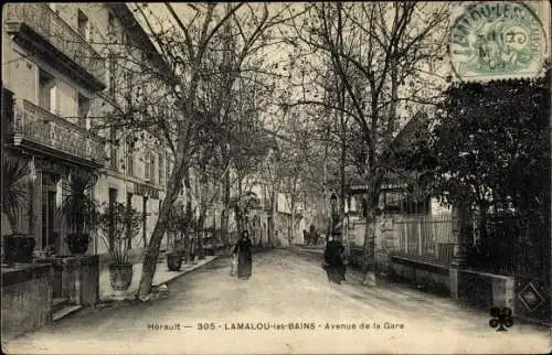 Ak Lamalou les Bains Hérault, Avenue de la Gare, Straßenansicht