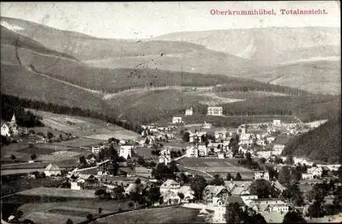 Ak Karpacz Krummhübel Riesengebirge Schlesien, Totalansicht von Ort