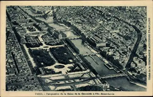 Ak Paris, Fliegeraufnahme, Perspective de la Seine de la Concorde a l'Ile Saint Louis