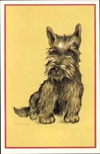 Künstler Ak Cooper, M. B., Scottish Terrier, Hundeportrait