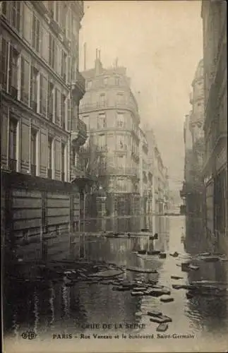 Ak Paris, Crue de la Seine, Hochwasser, Rue Vaneau et le Boulevard Saint Germain