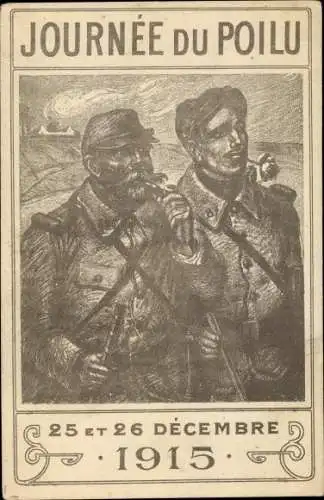 Künstler Ak Journée du Poilu, 25 et 26 Décembre 1915, Französische Soldaten