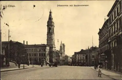 Ak Zittau in der Oberlausitz, Johanneum mit Bautzner Straße