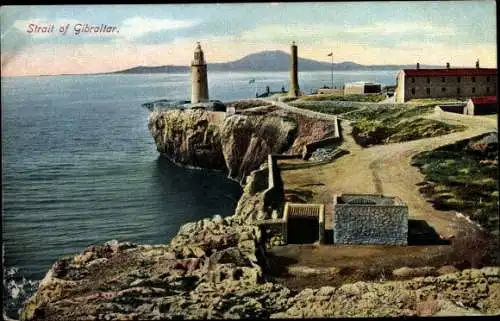 Ak Gibraltar, Steinküste, Leuchtturm