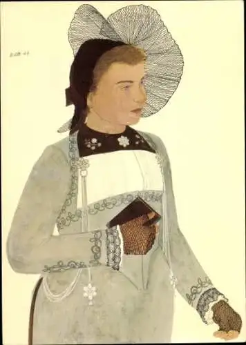 Künstler Ak Wirth, K., Church going girl from the Bernese District