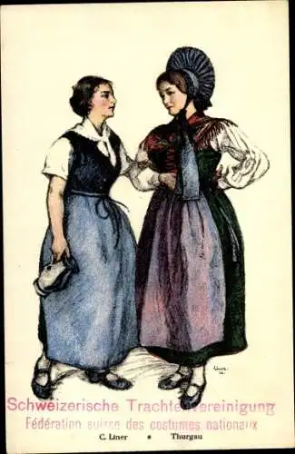 Künstler Ak Liner, C., Frauen in Thurgauer Tracht