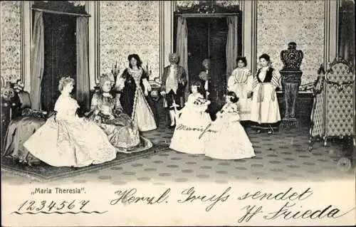 Ak Theaterszene Maria Theresia, Schauspieler, historische Kostüme