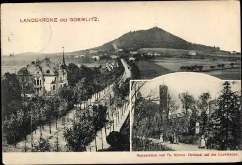 Ak Görlitz in der Lausitz, Landeskrone, Restauration, Th. Körner Denkmal