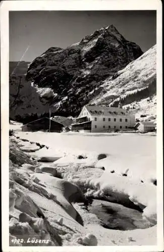 Ak Lüsens St. Sigmund im Sellrain Tirol, Gasthaus, Schnee