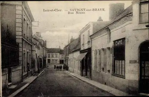 Ak Savigny sur Braye Loir et Cher, Rue Neuve, Café