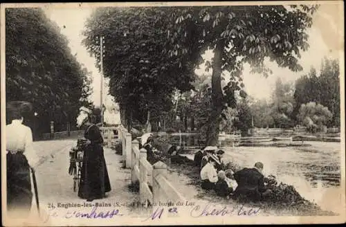 Ak Enghien les Bains Val d'Oise, Les bords du Lac