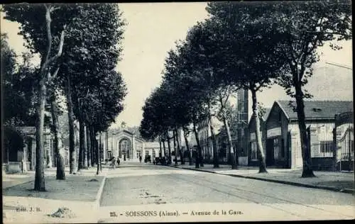 Ak Soissons Aisne, Avenue de la Gare