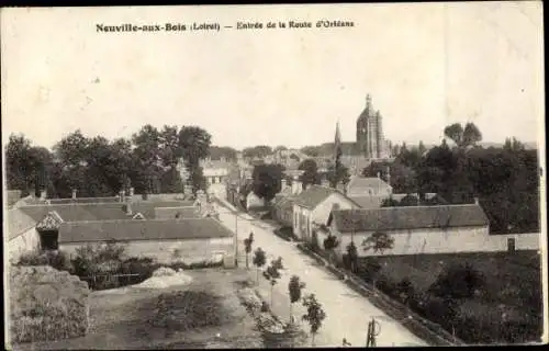Ak Neuville aux Bois Loiret, Entrée de le Route d'Orleans