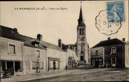 Ak La Membrolle sur Choisille Maine et Loire, Place de l'Eglise