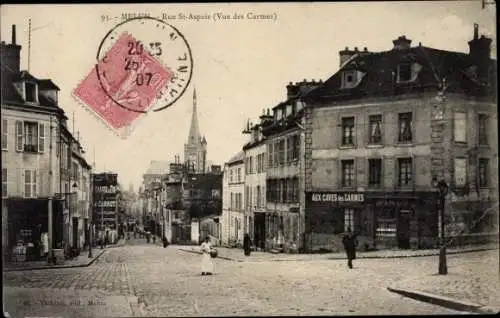 Ak Melun Seine et Marne, Rue St Aspais