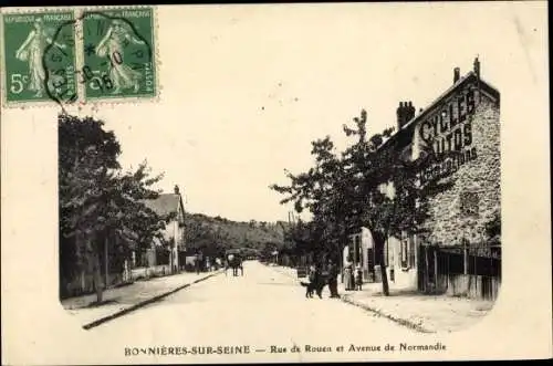 Ak Bonnières-sur-Seine Yvelines, Rue de Rouen et Avenue de Normandie