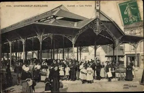 Ak Chateauneuf sur Loire Loiret, Les Halles