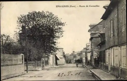 Ak Epaignes Eure, Route de Cormeilles