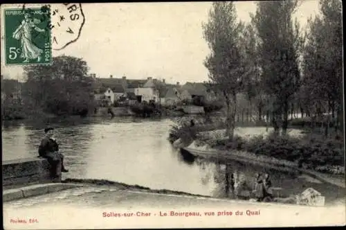 Ak Selles sur Cher Loir et Cher, Le Bourgeau, vue prise du Quai