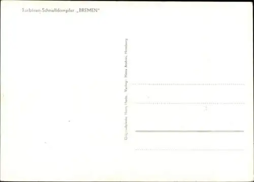 Ak Dampfer Bremen, Norddeutscher Lloyd Bremen, Turbinenschnelldampfer