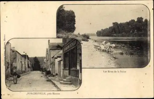Ak Porcheville Yvelines, Les Rives de la Seine