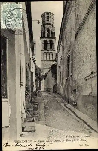 Ak Vermenton Yonne, Eglise Notre Dame, la tour