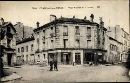 Ak Fontenay aux Roses Hauts de Seine, Place Carnot et la Poste