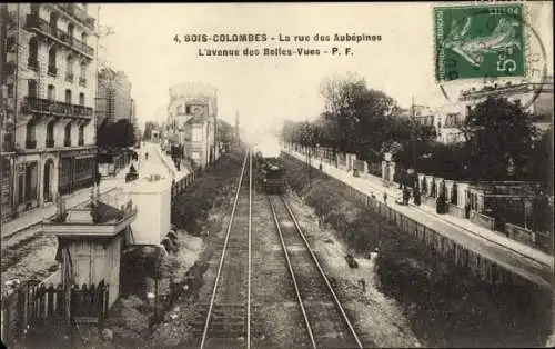 Ak Bois Colombes Hauts de Seine, La rue des Aubepines, L'avenue des Belles Vues