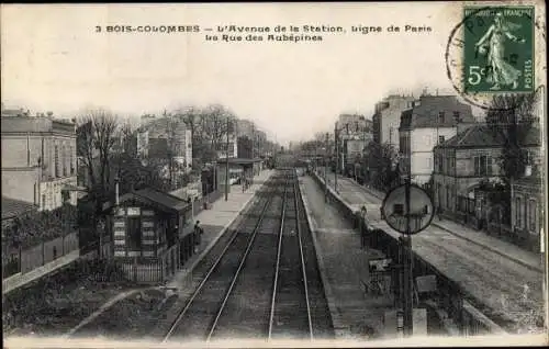 Ak Bois Colombes Hauts de Seine, L'Avenue de la Station, Ligne de Paris, La Rue des Aubepines