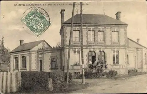 Ak Sainte Marguerite de Viette Calvados, Mairie Ecole