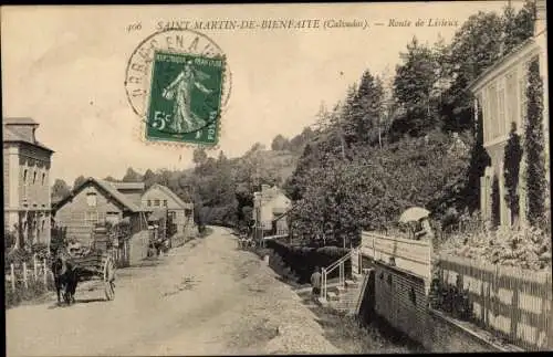 Ak Saint Martin de Bienfaite Calvados, Route de Lisieux