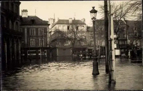 Foto Ak Caen Calvados, Überschwemmung, Hochwasser