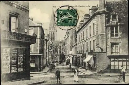 Ak Caen Calvados, Rue Montoir Poissonnerie