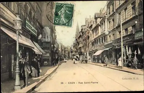 Ak Caen Calvados, Rue Saint Pierre