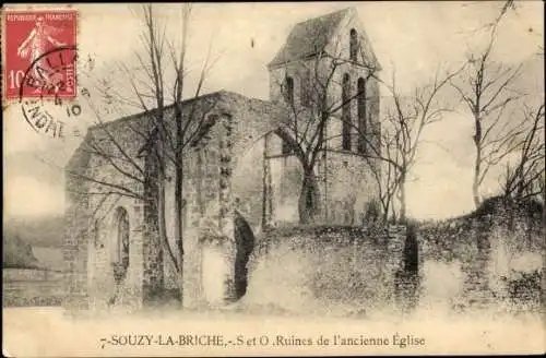 Ak Souzy la Briche Essonne, S et O. Ruines de l'ancienne Eglise