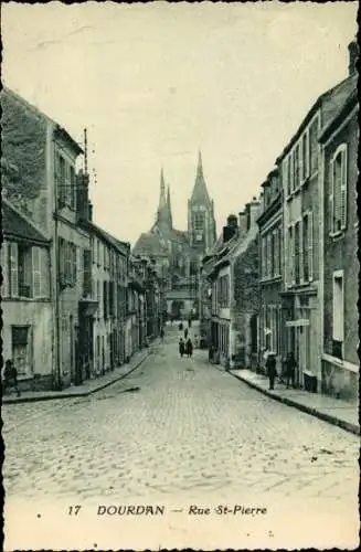 Ak Dourdan Essonne, Rue Saint Pierre