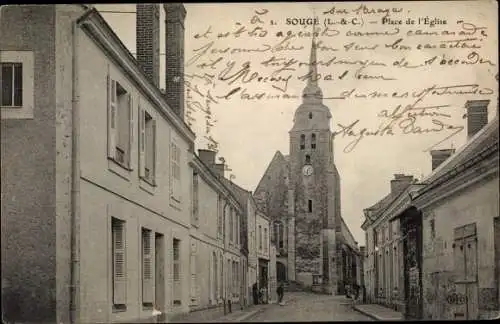 Ak Sougé Loir et Cher, Place de l'Eglise