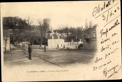 Ak Saint Aignan Loir et Cher, Vue du Champ de Foire