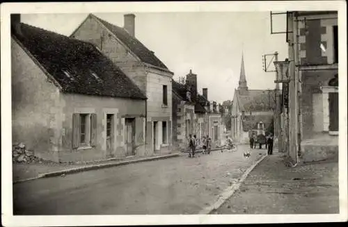 Ak Saint Romain Loir et Cher, Route Nationale et l'Eglise