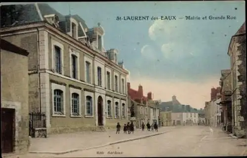 Ak Saint-Laurent-des-Eaux Loir et Cher, Mairie, Grande Rue