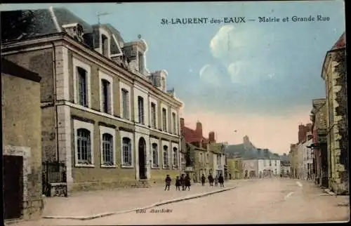 Ak Saint-Laurent-des-Eaux Loir et Cher, Mairie, Grande Rue