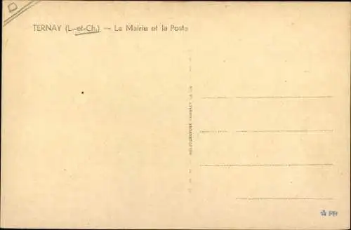 Ak Ternay Loir et Cher, La Mairie et la Poste