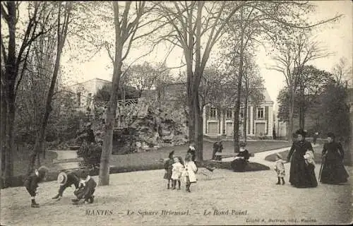 Ak Mantes Yvelines, La Square Breussel, Le Rond Point