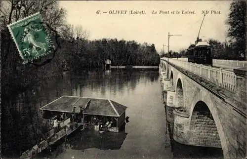 Ak Olivet Loiret, Le Pont et le Loiret