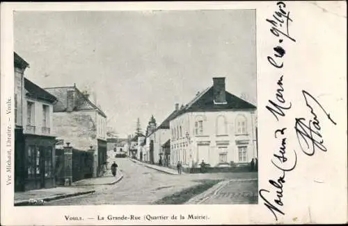 Ak Voulx Seine et Marne, La Grande Rue, Quartier de la Mairie