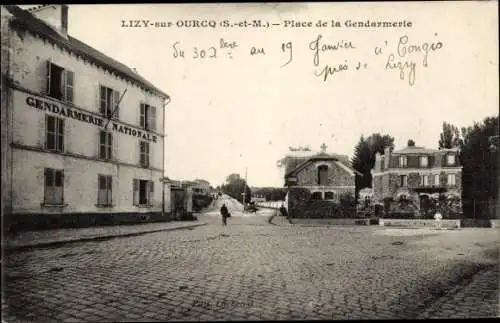 Ak Lizy sur Ourcq Seine et Marne, Place de la Gendarmerie