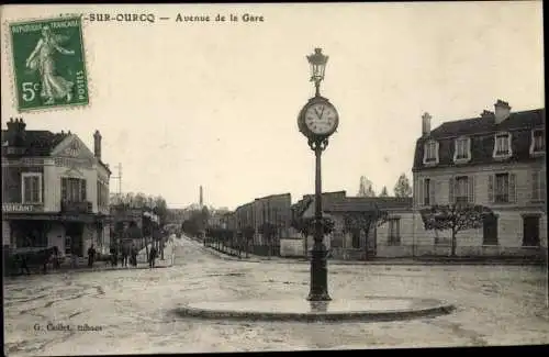 Ak Lizy sur Ourcq Seine et Marne, Avenue de la Gare, Uhr