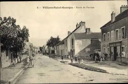 Ak Villiers-Saint-Georges Seine et Marne, Route de Provins